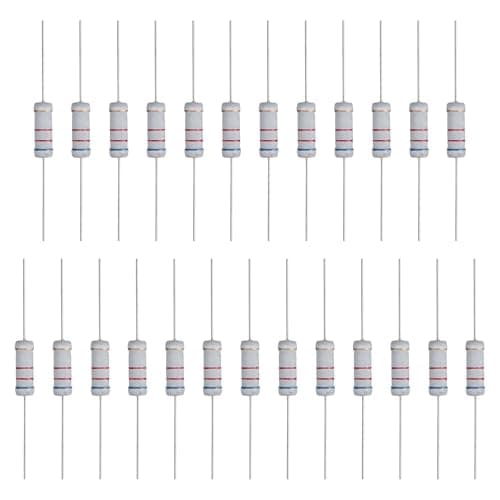 Image of sourcing map 25 Pcs 6.2K Ohm Resistor, 3 Watts 5% Tolerance Metal Oxide Film Resistor Axial Lead, Flame Proof for DIY Electronic Projects Circuits Experiments
