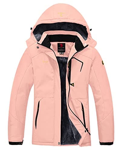 Image of YSENTO Womens Waterproof Ski Jacket Winter Fleece Outdoor Mountain Jacket and Coat with Hood(Pink,M)