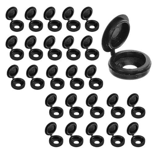 Image of 100 PCS Black Screw Caps, Number Plate Screw Caps, Black Plastic Hinged Screw Cover Caps, for M4-M5 Screw