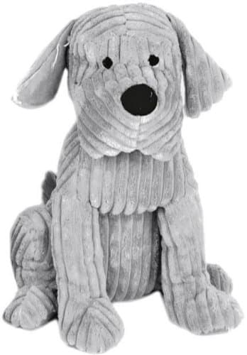 Image of Take Me Home Cute Dog Door Stop - Chunky Cord Ribbed Dog 28cm (Grey)