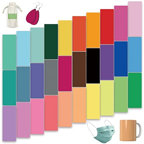 Image of LUCKIGUCK Infusible Transfer Paper Sheets Bundle Solid Colour 30pcs Pre-Printed Dyed Sublimation Paper 4.5" X 12" Iron on T-Shirt and Mug