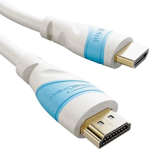 Image of KabelDirekt – Eco HDMI cable – 1m (Cable sheath partially made from bio materials like straw granules – High Speed HDMI with Ethernet for 4K@60Hz, PC/Blu-ray/PS5/Xbox Series X/Switch, grey/blue)
