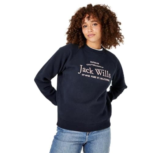 Image of Jack Wills Womens Hunston Graphic Crew Neck Sweatshirt - Navy - 10