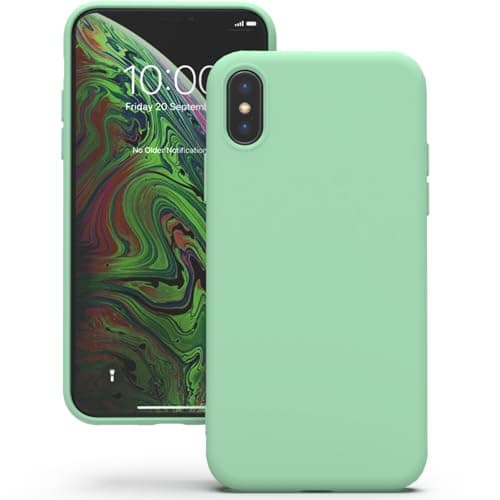 Image of YATWIN Silicone Case for iPhone X/XS, Soft-Touch, Shockproof, DustProof, Antiskid Full Body Armour Phone Cover for Apple iPhone X/XS - Light Cyan