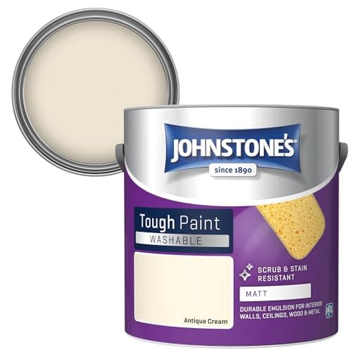 Image of Johnstone's - Washable Paint - Antique Cream - Matt Finish - Emulsion Paint - Highly Durable - Stain Resistant - Non Toxic & Low Odour - 12m2 Coverage per Litre - 2.5L