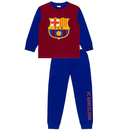 Image of Barcelona FC Boys Pyjamas, Football Sleepwear Set, Kids Cotton Nightwear Ages 5 to 13 Years Old (12-13 Years) Maroon