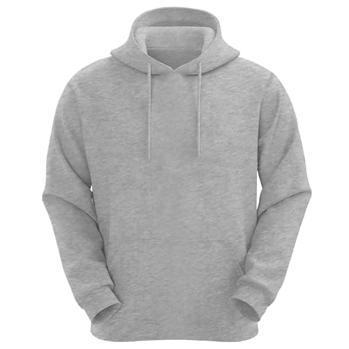Image of VR2 Denim Mens Grey Hoodies Hooded Top Pullover Long Sleeve Sweatshirts Regular and Oversized Pullover for Men, Size- S