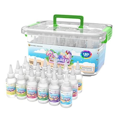 Image of Desire Deluxe Tie Dye Kit – Set of 18 Colours Ink Tie-Dye Kits for Dyeing Fabric, Clothes – Creative Art Craft Games Activity for Kids & Adults (180pc)