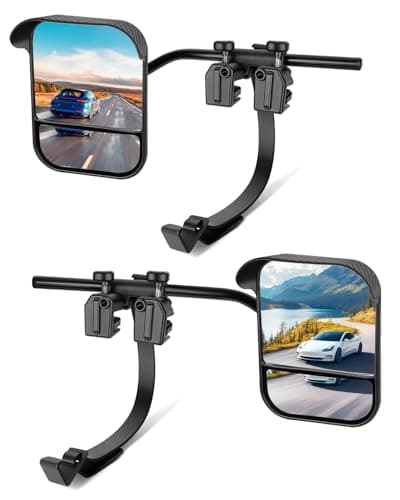 Image of OlaVeg Caravan Mirrors for Car Clip on Towing Mirrors Caravan Wing Mirror Extensions Dual Convex Mirror with Clamps and Integrated Rain Deflector Universal Pair