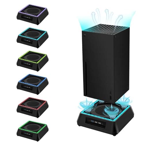 Image of Mcbazel Cooling Stand with LED Lighting for Xbox Series X Console, Series X Cooling Fan,Colour Changing Cooling LED Stand for Xbox Series X with Indicator