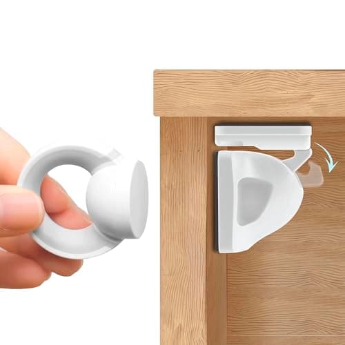 Image of Booboo Baby Magnetic Child Safety Cupboard Locks for Children x4 Locks + x1 Key, Baby Proofing for Kitchen, Cabinets and Drawers, 30 Second Install No Drilling 3M Adhesive