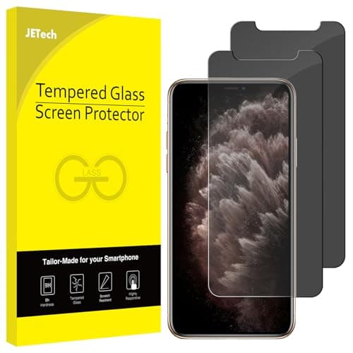 Image of JETech Privacy Screen Protector for iPhone 11 Pro, iPhone Xs and iPhone X 5.8-Inch, Anti Spy Tempered Glass Film, 2-Pack