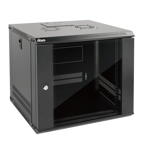 Image of Tecmojo 9U 450mm Depth Wall Mount Server Cabinet IT Network Rack Enclosure Lockable Door and Side Panels Black, Standard Glass Door, for 19" IT Equipment, A/V Devices, Flat Package