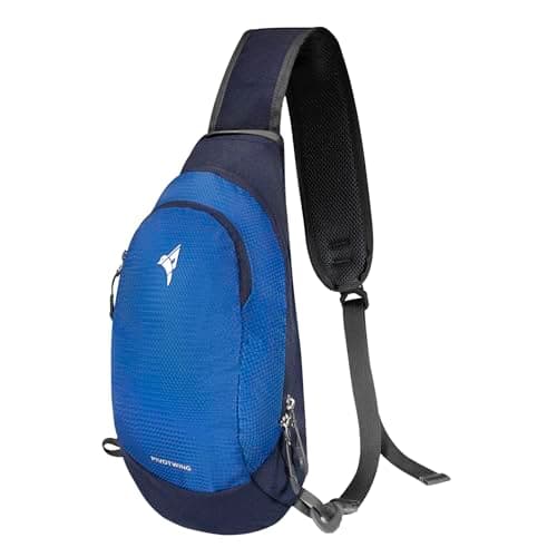 Image of PivotWing Crossbody Sling Bag for Men Women Lightweight Comfortable Breathable Small Crossbody Backpack Outdoor Travel Hiking Walking Chest Shoulder Bag Daily Wear Cycling Daypack, Blue One Size
