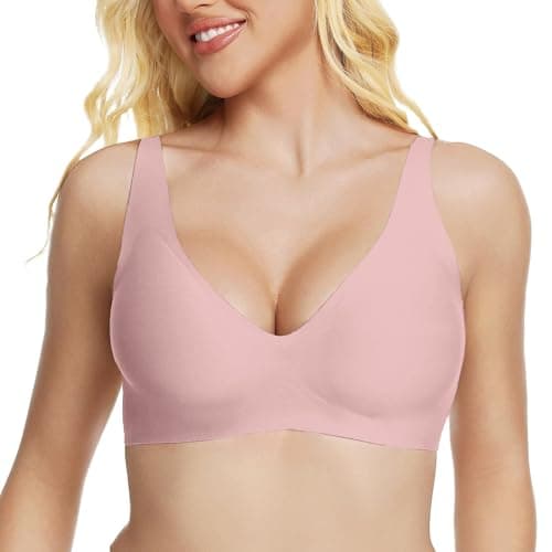 Image of Bras for Womens Jelly Wireless Seamless Bra Push Up Leopard Print Bras Comfort Sleep Bralettes T-Shirt Bra Comfortable Wireless T Shirt Bralettes with Support Padded and Adjustable Straps Pink