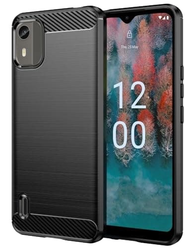 Image of Folmecket Nokia C12 Pro/C12 Plus/C12 Case, Carbon Fiber Scratch Resistant,Shock Absorption Soft TPU Rubber Protective Cell Phone Cover for Nokia C12 Pro/C12 Plus/C12 6.3" Black