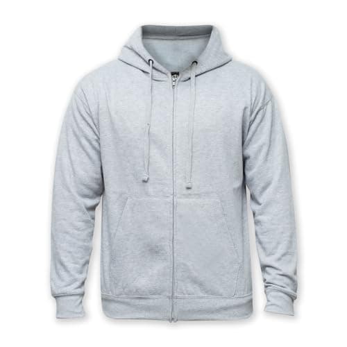 Image of Zipped Premium Black Hoodie Adult Zip Up Unisex Zipper XS-6XL Heavy Blended Hooded Fleece Jumper Work Wear Sweatshirt Hoodies Top Plain BNW Unisex Grey S