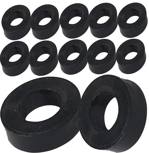 Image of M10 x 5mm Black Nylon Spacers and Standoff Washers for M3, M4, M5, M6, M8 Screws, Lengths 3mm to 30mm (Pack of 12)