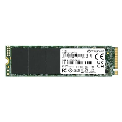 Image of Transcend MTE110S 1TB NVMe PCIe Gen3 x4 SSD, Read/Write up to 1,700/1,400 mb/s with 3D Nand Flash TS1TMTE110S
