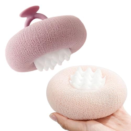 Image of Acunny Sunflower Shower Bath Sponges - 2 in 1 Exfoliating Sponge with - 2 Pack Cleaning Brush with for Travel Spa Home Gym Boys Girls Men Women