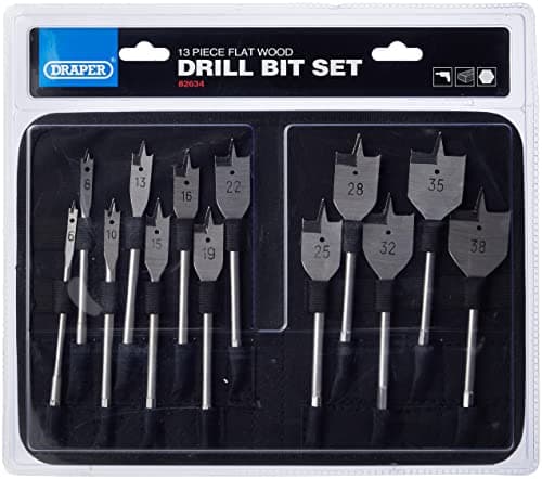 Image of Draper 82634 13 Piece Flat Wood Bit Set, 230 V, Silver