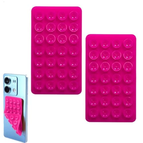 Image of 2pcs Silicone Phone Suction Pad | Non Slip Su-ction P-hone Holder | Multi-Function Cell Ph- Suct-ion Cups | Double Sided Strong Suc-tion Pho-ne Case Mount for Selfies & for All Cell Phon-e Models