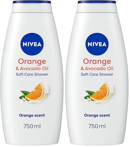 Image of NIVEA Orange & Avocado Shower Cream (750ml), Moisturising Shower Gel with Avocado Oil, Luxurious Body Wash for Women with Vitamin C, E (Pack of 2)