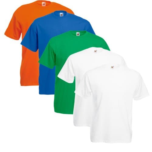 Image of Fruit of the Loom Original T Logo Men's T-Shirt, Pack of 5 - Multicolour - Small