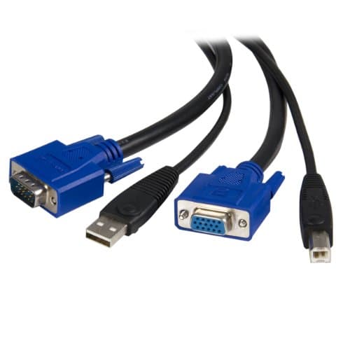 Image of StarTech.com 2-in-1 Universal USB KVM Cable - Video / USB cable - HD-15 (VGA), USB Type B (M) to USB, HD-15 (VGA) - 15 ft - SVUSB2N1_15