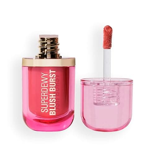 Image of Revolution Superdewy Liquid Blush Burst, Buildable Colour for Cheek, Serum Formula with Peptides & Hyaluronic Acid, Vegan & Cruelty-Free, Strawberry Milkshake Cool Pink, 4.2ml