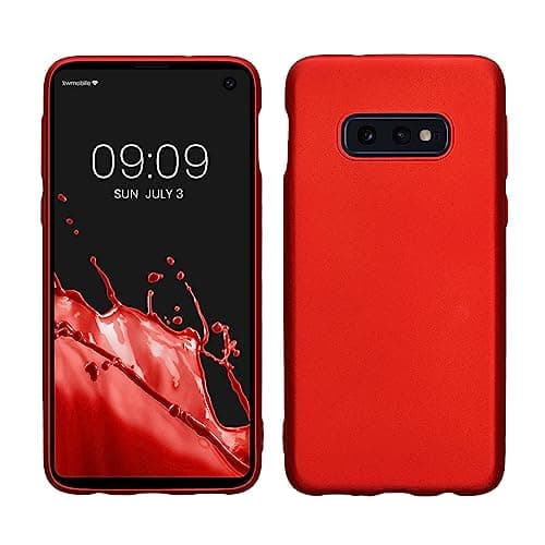 Image of kwmobile Case for Samsung Galaxy S10e Case - Soft Slim Metallic TPU Silicone Cover - Metallic Dark Red