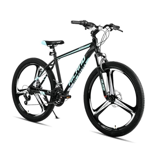 Image of Hiland 26 Inch Mountain Bike for Adults, 3 Spoke Wheel, 18 Speed Mens and Womens Mountain Bike, with Double Disc Brakes, 26 Inch MTB Aluminium Frame Bicycle, Blue