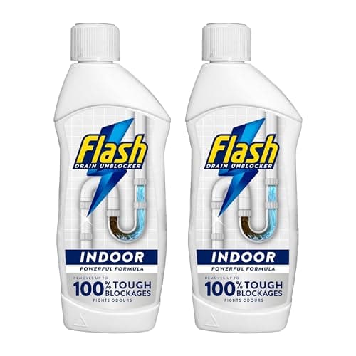 Image of Flash Sink and Drain Unblocker, 2 x 500ml, Powerful Indoor Formula, Removes Tough Blockages