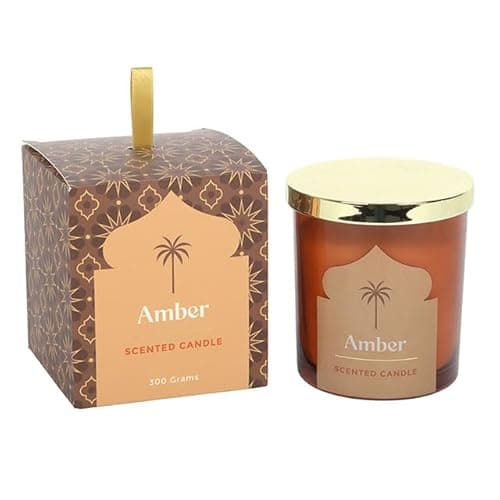 Image of Arabian Nights Amber Scented Candle | 52 Hour Burn | Luxury Glass Jar | Long-Lasting Paraffin Wax Candle | Home Fragrance Gift