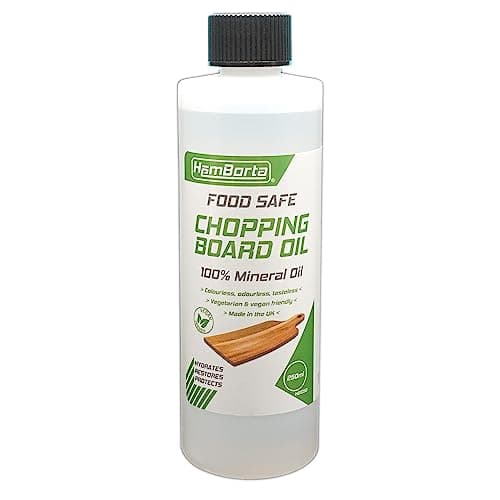 Image of HemBorta® Chopping Board Oil 100% Mineral Oil 250ml Food Grade Mineral Oil, Chopping Board Oil, Butcher Block Oil, Food Safe Wood Oil for Boards Butcher Blocks & Wooden Bowls Vegan Friendly (250ml)