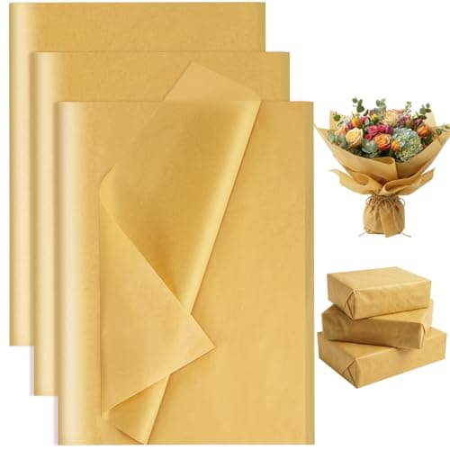 Image of woric 50 Sheets Gold Tissue Paper, 50 * 70cm Gold Wrapping Paper Tissue Paper for Wrapping Gifts DIY Craft Easter Wedding Party Birthday Anniversary