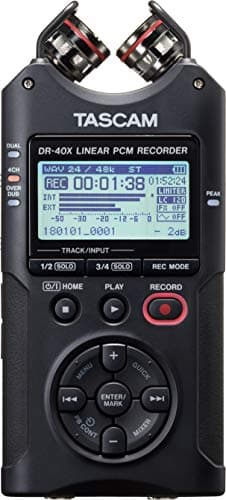 Image of Tascam DR-40X portable four-track audio recorder and USB interface