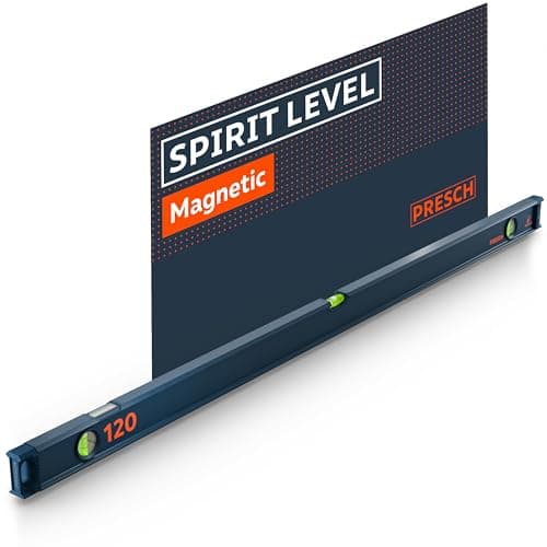Image of Presch Magnetic Spirit Level 120cm - Shatterproof Vial with Gradient Markings - Vertical Viewing Window - Innovative Anti-Slip end caps - Precision Measuring Surface