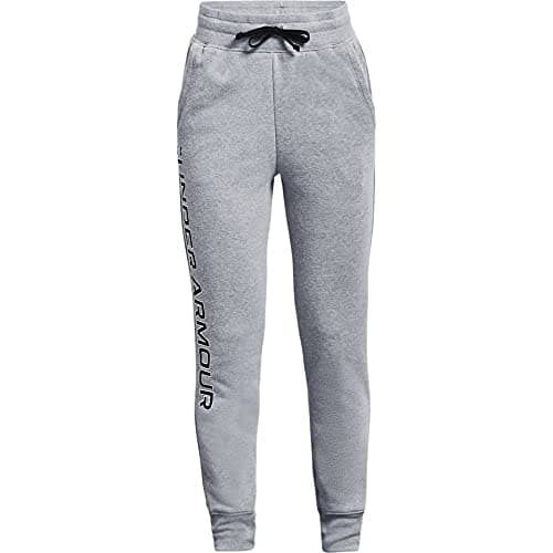 Image of Under Armour Girl's Rival Fleece Joggers, Grey/Black, M