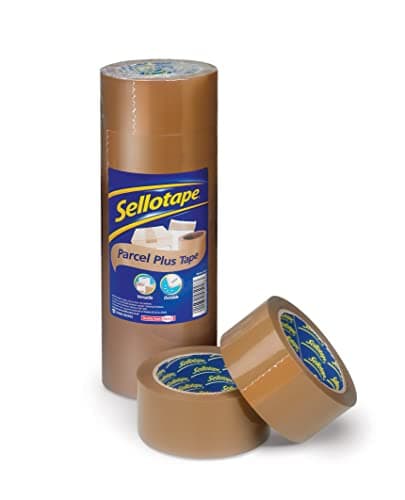 Image of Sellotape Brown Parcel Plus Tape, Waterproof & Extra Strong Packaging Tape, 50mm x 66m, Pack of 6