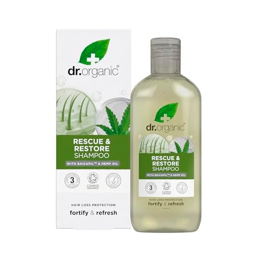 Image of Dr Organic Hemp Oil Rescue Shampoo, Restoring, Mens, Womens, Natural, Vegetarian, Cruelty-Free, Paraben & SLS-Free, Organic, 265ml, Packaging may vary