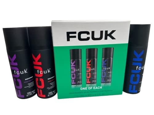 Image of FCUK One Of Each Set - Mens Body Spray Trio Gift Set for Him with Topline Thank You Card. Festive Gift Idea for Stocking Fillers, Secret Santa Gifts or Gift Set for Birthdays.