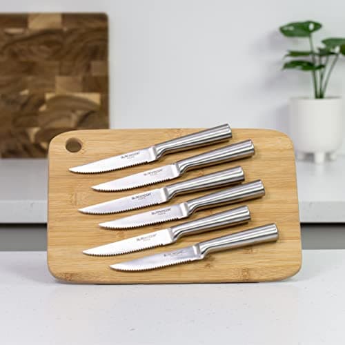 Image of Blackmoor 69019 Set of 6 Steak Knives/Manufactured from Hardwearing Stainless Steel/Ergonomic Contoured Handles/Great for Dinner Parties & Family Gatherings