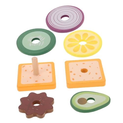 Image of Toddmomy Stacking Sandwich Making Set Portable Wooden for Fine Motor Skills Development Imaginative Play Cognition Set for Home School Use