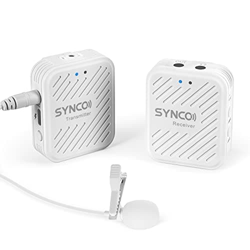Image of Wireless Lavalier Microphone, SYNCO G1 A1 (White) 2.4G Lapel Mic System with 70m Transmission for DSLR Camera Camcorder Smartphone Laptop for Interview Live Streaming Online Video Recording