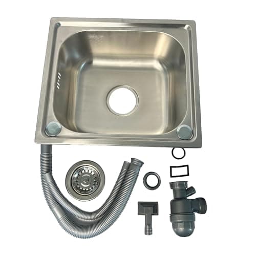Image of Oypla Brushed Stainless Steel Top Mount Kitchen Bowl Sink - Includes Full Plumbing Kit