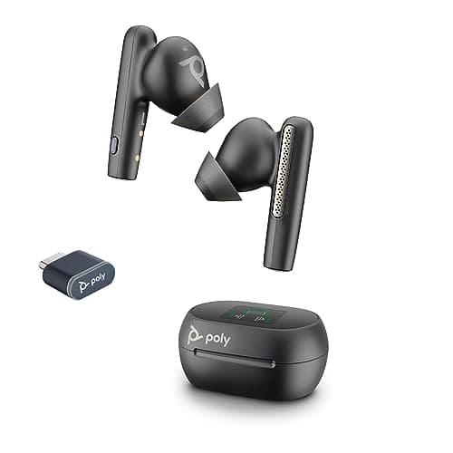 Image of Poly Voyager Free 60+ UC True Wireless Earbuds – Noise-Canceling Mics for Clear Calls – ANC – Touchscreen Charge Case –Works w/iPhone, Android, PC/Mac – Teams Certified – Black