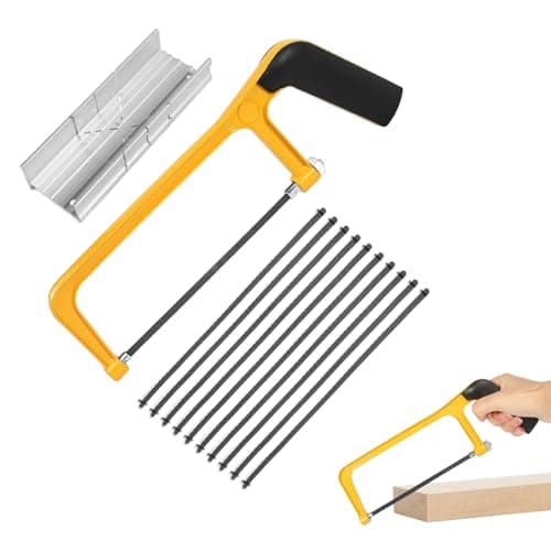 Image of 6 Inch Junior Hacksaw with Mitre Block Set, Hacksaw Metal with 10 Saws for Metal Mini Hacksaw Blades for Metal Cutting Plastic, PVC Pipe,Tile(Yellow)