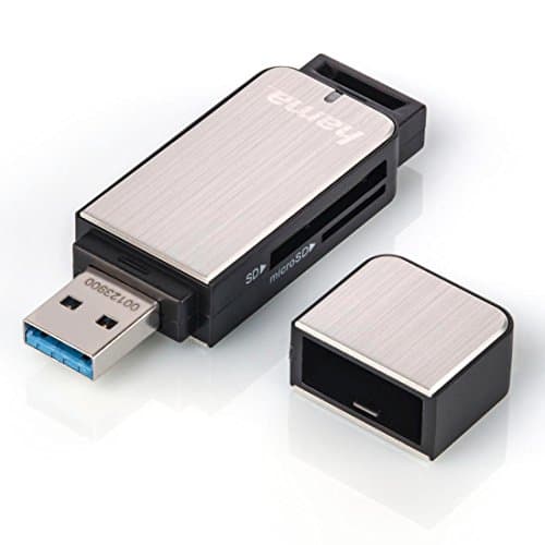 Image of Hama USB 3.0 SD/MicroSD Card Reader - Aluminium/Silver