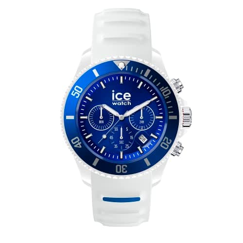 Image of ICE-WATCH - ICE Chrono White Blue - Men's (Unisex) Wristwatch with Silicon Strap - Chrono - 021424 (Medium)